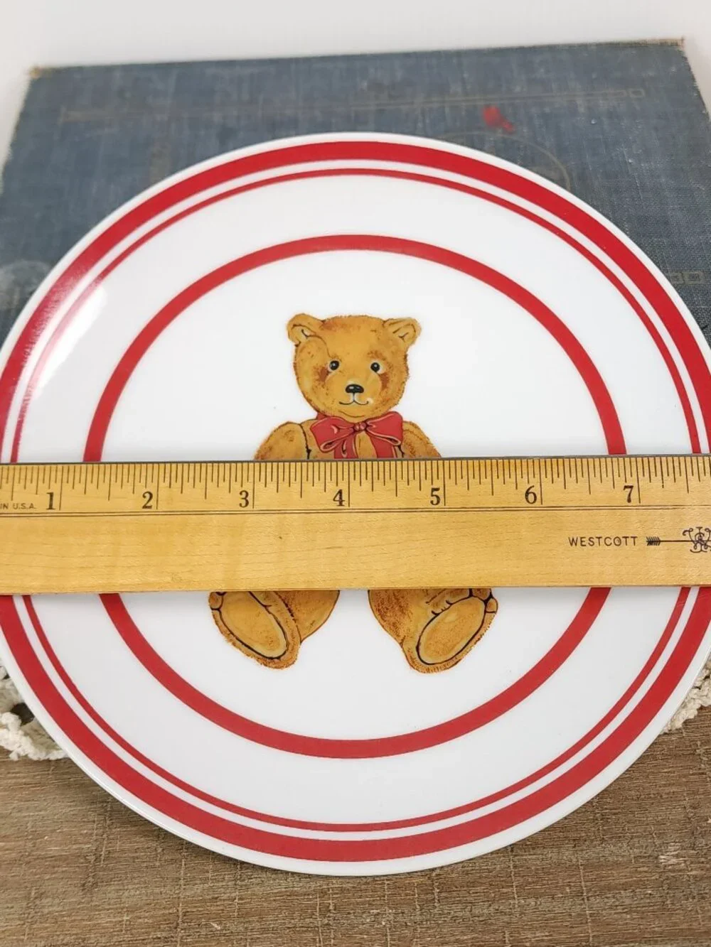 Vintage Curzon Teddy Bear Plate with Red‎ Rim
